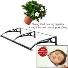 Outdoor Polycarbonate Window Awning Modular Garden Patio Veranda with Aluminum Bracket & Drainage Weather Resistant Brown 24x94 in (60x240 cm)