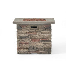 Hoonah Outdoor 40,000 BTU Lightweight Concrete Fire Pit Table, 32", Natural Stone / Grey