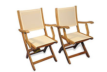 Regal Teak Teak Providence Chair Pair with Cream Sling Fabric Golden Honey Brown