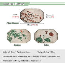 Plant-Themed Sidewalk Walkway Stepping Stone, 45 × 27 Cm Large Outside Decorative Stones for Yard Backyard, Retro Chinese Style Floor Road Stone