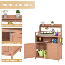 Outdoor Potting Bench with Large Storage Cabinet and Top Shelf for Garden Workstation Use