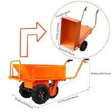 Wheelbarrow,Utility Cart, Electric Wagons,881lbs Capacity Heavy Duty Material Hauler Perfect for Transporting Soil Bricks and Construction Materials, 1500W Motor 48V20AH