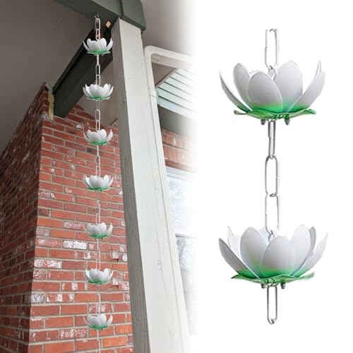 LZPHGB Decorative Rain Chain for Outdoor Spaces, Elegant Water Diverter Solution for Gardens and Patios,White-5m (16.4ft)