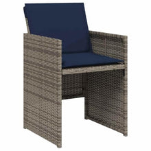 LPERTGFHU 15 Piece Garden Dining Set, Outdoor Poly Rattan Patio Furniture with Tempered Glass Table, Chairs and Stools for Backyard, Grey