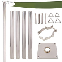 AMZXPLORE 12 FT Shade Sail Pole, 304 Stainless Steel Sun Shade Support Post with Base Plate and Adjustable Triangular Ring Clamp, Heavy Duty Outdoor Canopy Pole Kit for Patio Garden Backyard