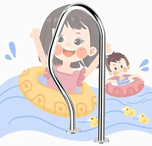 Swimming Pool Safety Hand Rail Pool Handrail for Garden and Backyard Pools with Base Plate and Handrail Covers,304 Stainless Steel Handrail,Ramp Ladder Stair Handrail