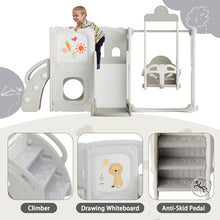 KZPFER 5-in-1 Toddler Slide and Swing Set with Whiteboard Gray