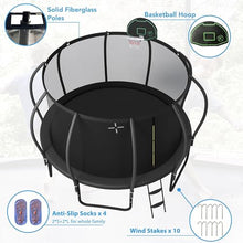 Merax 12FT Outdoor Trampoline with Basketball Hoop & Enclosure Net