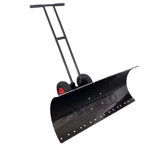 JBNCRYGD Snow Shovel with Wheels- Snow Pusher -Snow Plow Push Shovel - Angle Blade-Heavy Duty Snow Removal- (Double rods),74 * 42cm