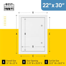 Best 22" x 30" Fire-Rated Insulated Metal Access Door, 2" Thick Insulation Access Panel for Drywall/Ceilings, 16-Gauge Mounting Frame, 20-Gauge Drywall Panel with 1" Flange, BA-FW-5050