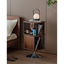 Modern Rotatable Sofa Side Table Minimalist Retro Cabinet 4 Way Storage Bedroom Nightstand Simple