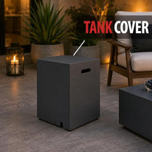 AMS 55" Concrete Propane Fire Pit Table with Tank Cover (Wavy Dark Gray)