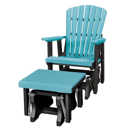 American Furniture Classics Chair and Gliding Glider Ottoman Combo Aruba Blue and Black