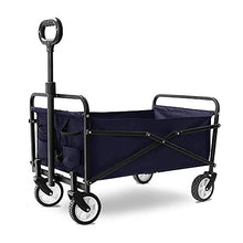 PUCNHZYNW Handcart, Portable Garden Trolley Cart Heavy Duty Wagon Multi-Function Shopping Cart for Outdoor Camping Beach Supermarket Pull Truck with 4 Wheels, Load 60Kg/Blue