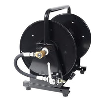Canpump Sewer Jetting 200 ft Hose Reel w/Shutoff Ball Valve + Nozzle Holders, Manual Winding