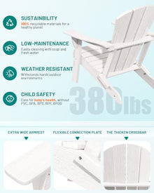 PLUUV Adirondack Chair Set of 6, Fire Pit Chairs with Cup Holder, White