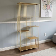 Benzara Tandum Plant Display Stand, Gold Metal 6 Shelves, Modern 71 Inch