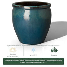 Emissary Teal Stoneware Round Planter 26in x 26in