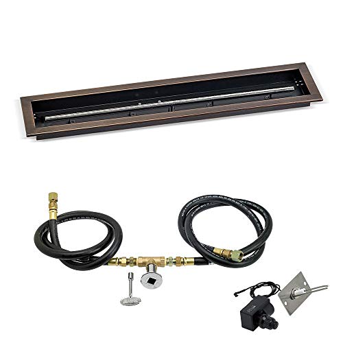 36"x 6" Linear Channel Oil Rubbed Bronze Drop-in Pan with Spark Ignition Kit - Natural Gas