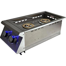 RCS Premier Series Built-In Natural Gas Double Side Burner W/Blue LED Lights - RJCSSBL