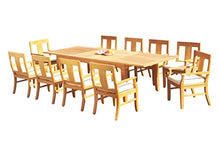 WholesaleTeak 10 Seats 11 Pcs Grade-A Teak Wood Dining Set: 122" Caranas Double Extension Rectangle Table and 10 Osborne Arm Chairs #WHDSOS65