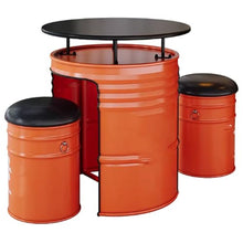 JOSOGO Coffee Restaurant Table and Chair Set, Creative Industrial Style Outdoor Oil Drum Multi-Functional Outdoor Lounge Table and Chair Set(D)