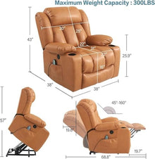 HTERWQEA Large Leather Power Lift Recliner Chair with Heat and Massage