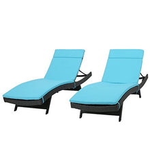 Christopher Knight Home 592 Salem Outdoor Grey Wicker Adjustable Chaise Lounge With Blue Cushion (Set Of 2)