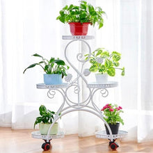 Fashion Plant Stand Indoor Outdoor Metal 5 Tier Flower Pot Holder Display Rack Vertical Plant Shelf Wrought Iron Corner Planter Rack Movable Floor Standing Flower Pot Stand For Garden Patio Law