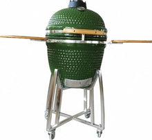 JOSOGO 21 Inch Ceramic Charcoal Smoker BBQ Grill, Outdoor Round Ceramic Grill for Backyard Patio Home Party Cooking(Green)