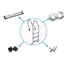 Stainless Steel Swimming Pool Escalator 3-Level Anti-Slip Tread treads Safe Entrance Ladder for The Upper and Lower Swimming Pools at The Entrance of The ramp (Silver 50.2x65x158cm)