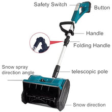 HYUIO Electric Foldable Snow Blower, Cordless with 2 Batteries, Adjustable Direction & Telescopic Pole for Easy Snow Removal on Driveways and School Roads