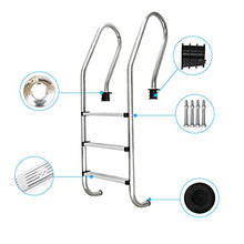 Swimming Pool Escalator Stainless Steel Above Ground Swimming Pool Ladder Equipment with 3 Anti-Skid Protection Swimming Pool Steps Embedded/Silver / 50×60×161cm (Silver 50×60×161cm)