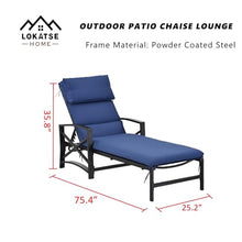 LOKATSE HOME Patio Chaise Lounge Chairs Set of 6 Adjustable with Cushions Blue