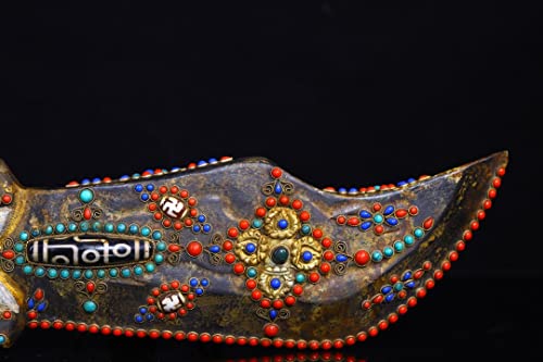 Generic 17" Tibetan Temple Meteorite Mosaic Gem Dzi Beads Sword Amulet