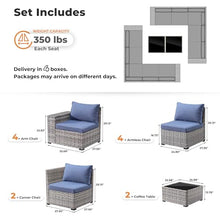 Ovio 12 Pieces Outdoor Sectional Sofa Set with Comfy Cushions Denim Blue