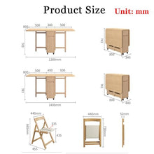 MATISUN Solid Wood Foldable Dining Table and Chair Set, Folding Dining Table with Chairs for Restaurant, Warehouse, Home, Kitchen, Garage (Wood,1.3m(4 Chairs))