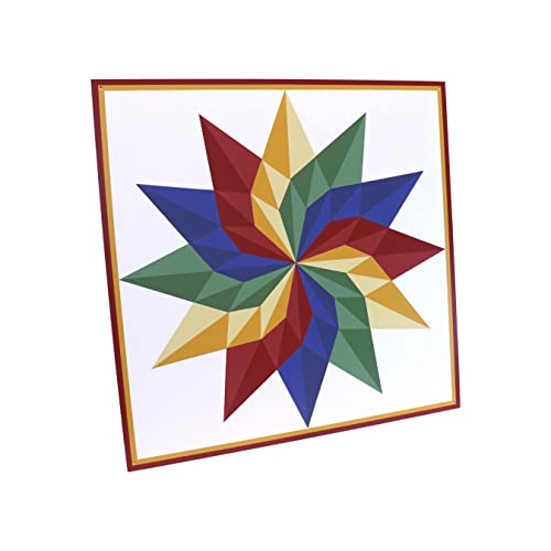 AmishToyBox.com Barn Quilt - Dahlia Sunburst Design - Outdoor Wall Sign Decor (Large 36" x 36" Barn Quilt)