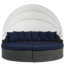 Outdoor Escape Blue Outdoor Daybed with Cushioned Backrest, Durable Frame, Connects from 4 Pieces, Comfortable Seat Height, Perfect for Patio and Garden Lounging