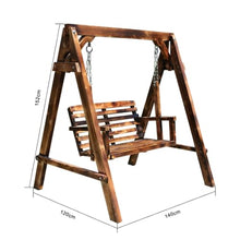 2-Person Wooden Porch Swing with Canopy & Stand, Heavy-Duty Outdoor Patio Swing Bench, Weather-Resistant Hanging Chair, for Backyard/Garden/Rooftop(A)
