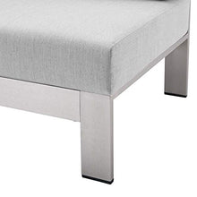 Modway Shore Sunbrella® Fabric Aluminum Outdoor Patio Left-Arm Loveseat Silver Gray