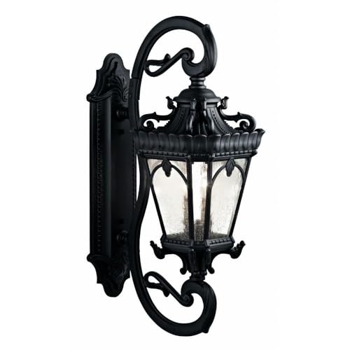 Kichler Tournai 4 Light Outdoor Wall Light Clear Seeded Glass Textured Black