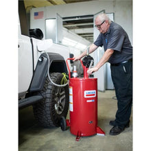 Lincoln 3675 25 Gallon Steel Fuel Caddy with 2-Way Rotary Pump, 7' Wire-Reinforced Hose, Internal Volume-Level Sight Gauge, Fire-Screened Vent Cap, Anti-Spark Aluminum Skid Pads