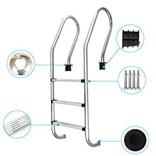 Swimming Pool Escalator 304 Stainless Steel Swimming Pool Ladder Underground Swimming Pool Entrance hot Spring handrail 3 Anti-Skid Pedals Embedded/Silver / 50cm (Silver 50cm)