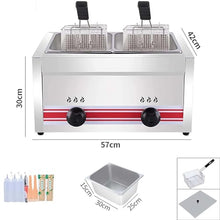 Stainless Steel Gas Fryer For Home And Commercial Use, Adjustable Firepower, Complete With Baskets And Lids For Fries, Donuts, Fish Doublecylinder10l+10l
