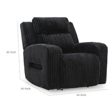 Rumy Power Recliner Chair with Blue LED, Cup-Holder, Black Corded Polyester