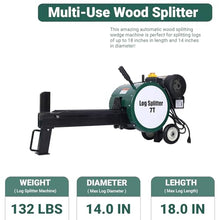 Log Splitter 7 Ton, Wood Splitter Electric Powered, Electric Firewood Splitting Machine with Double Flywheel, Electric Log Splitter with 2 HP Powerful for Gardening & Forestry (Dark Green 7 Ton)