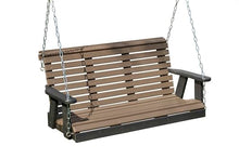 Poly Lumber Wood 5FT Porch Swing Amish Craftsmandship Made in USA HDPE with No wood fibers and 1000 lbs Limit. Stainless Steel Hardware.Signature Rollback design for Patio Outdoor Backyard Garden Park