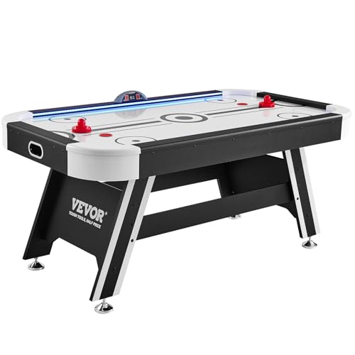 VEVOR Air Hockey Table 72" Indoor LED Sports Game Black and White
