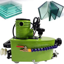 Electric Glass Grinding Edging Machine, 850W Small Electric Glass Grinding Edger, DIY Diamond Glass Art Corner Grinding Polish Machine, Glass Polisher W/8 Diamond Wheels & 2 Polisher Wheels Green